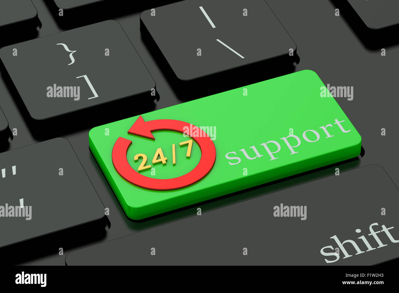 24/7 concept on green keyboard button Stock Photo
