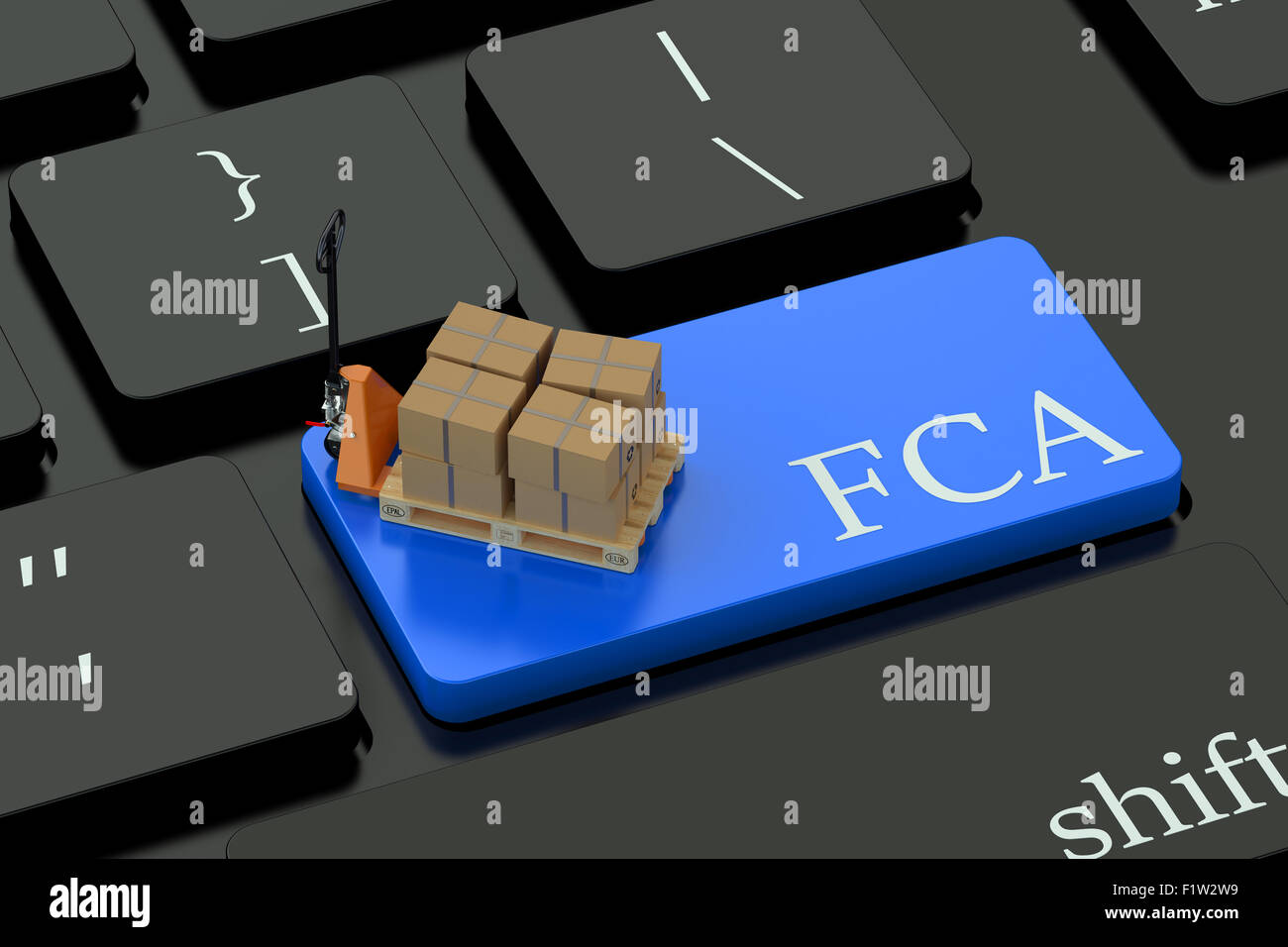 FCA deliwery concept on blue keyboard button Stock Photo