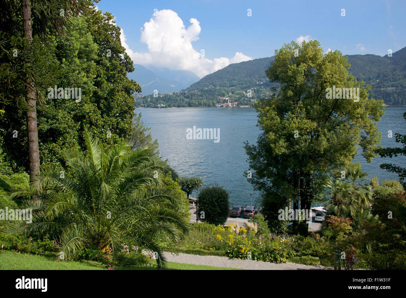 Gardens and Lake Como from Villa Carlotta Lombardy Italy Stock Photo