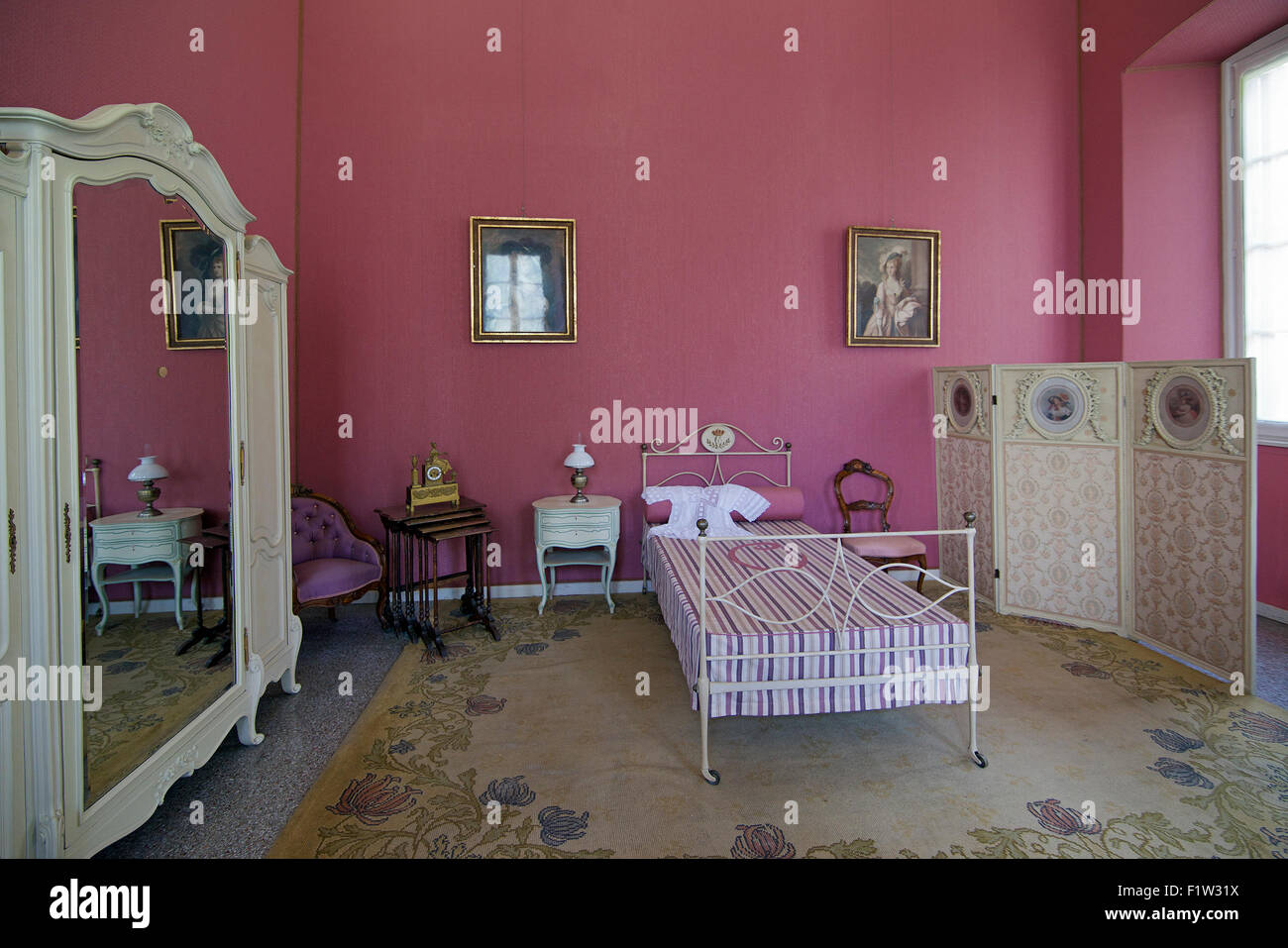 Princess Carlotta's bedroom Villa Carlotta Lake Como Lombardy Italy Stock Photo