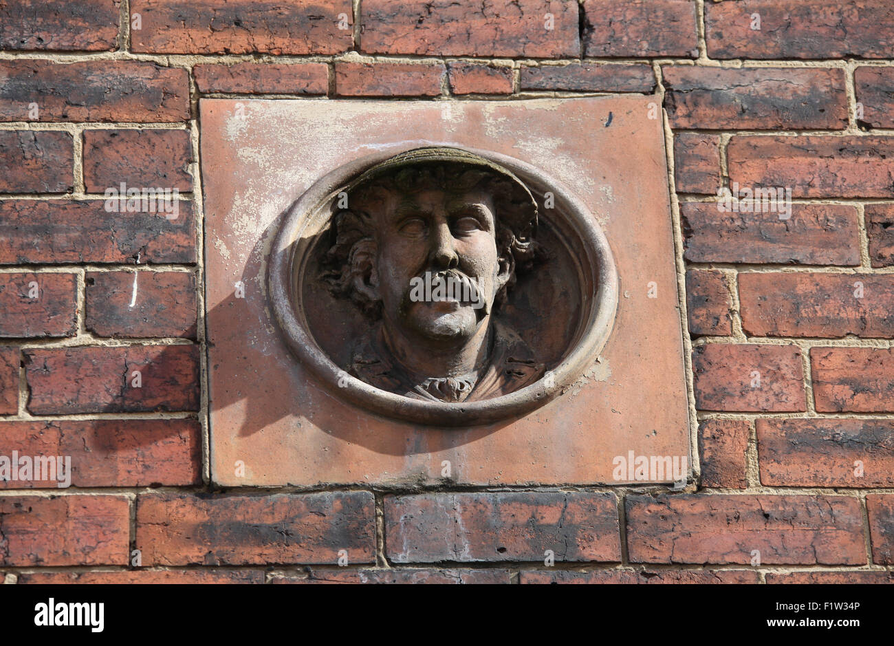 Stone head on terraced houses at Abbeydale Road in Sheffield Stock Photo