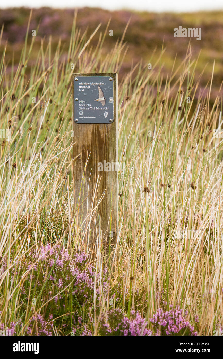 Wicklow Mountains National Park sign in Wicklow mountains Stock Photo