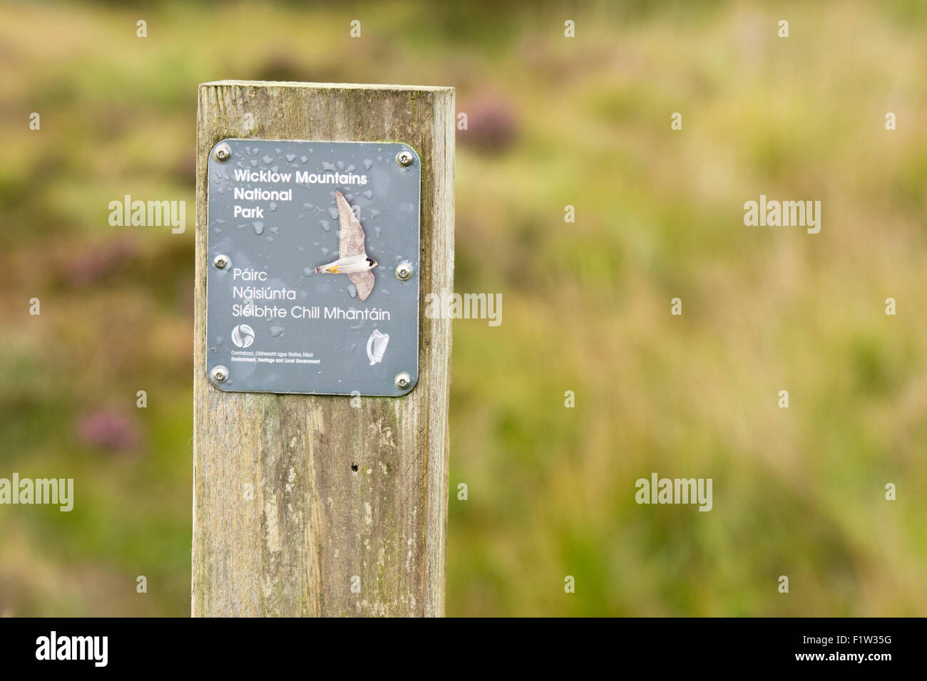 Close up of Wicklow Mountains National Park sign Stock Photo