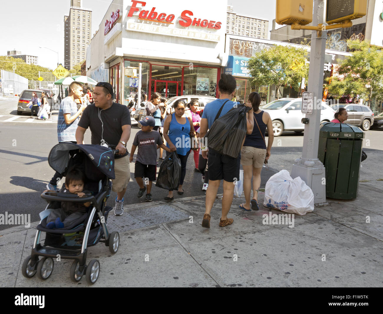 Street scene in the largely, Hispanic neighborhood of Williamsburg, Brooklyn in New York. Stock Photo