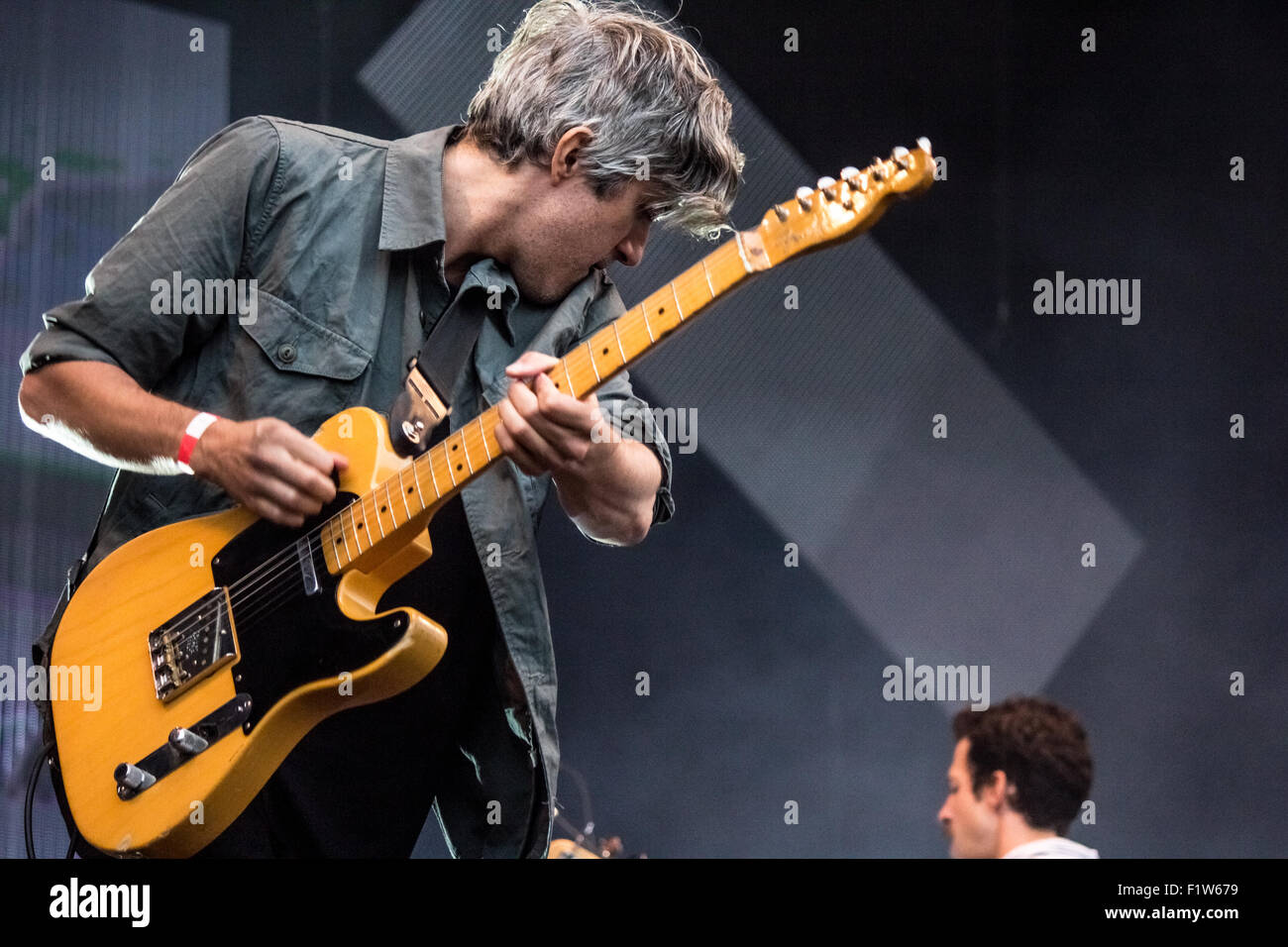 Keith Murray of We Are Scientists playing guitar at Victorious Festival ...