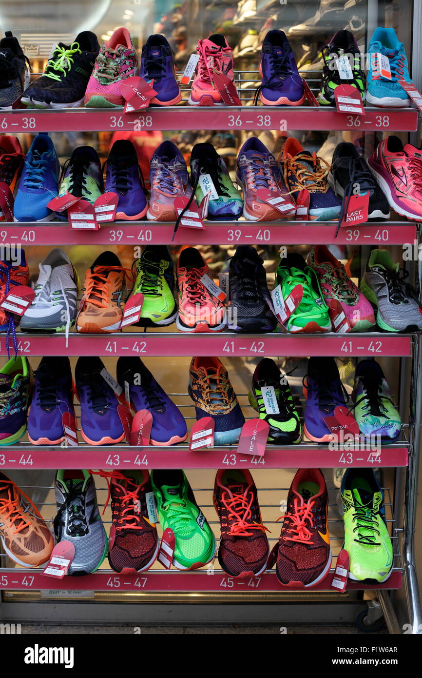 A retail display of running shoes from a shop in Munich Germany Stock Photo Alamy