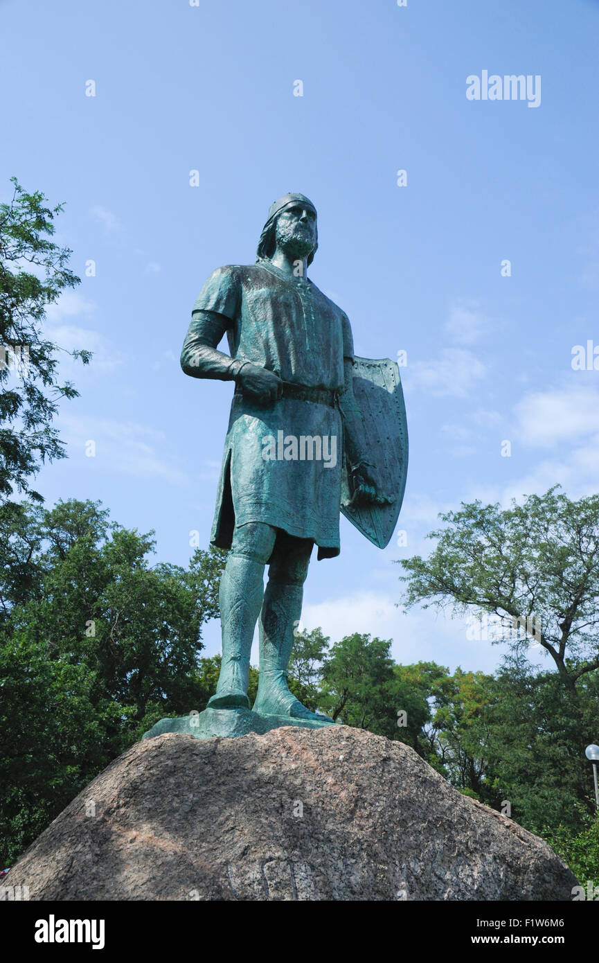 Leif Erikson (Leif Ericson) statue in Humboldt Park, Chicago, Illinois Stock Photo
