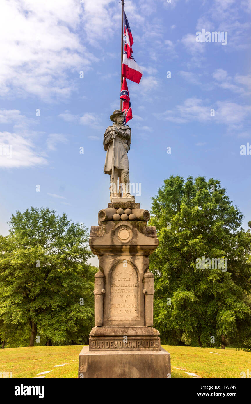 Statue of a Confederate soldier at Westview cemetery on "Confederate