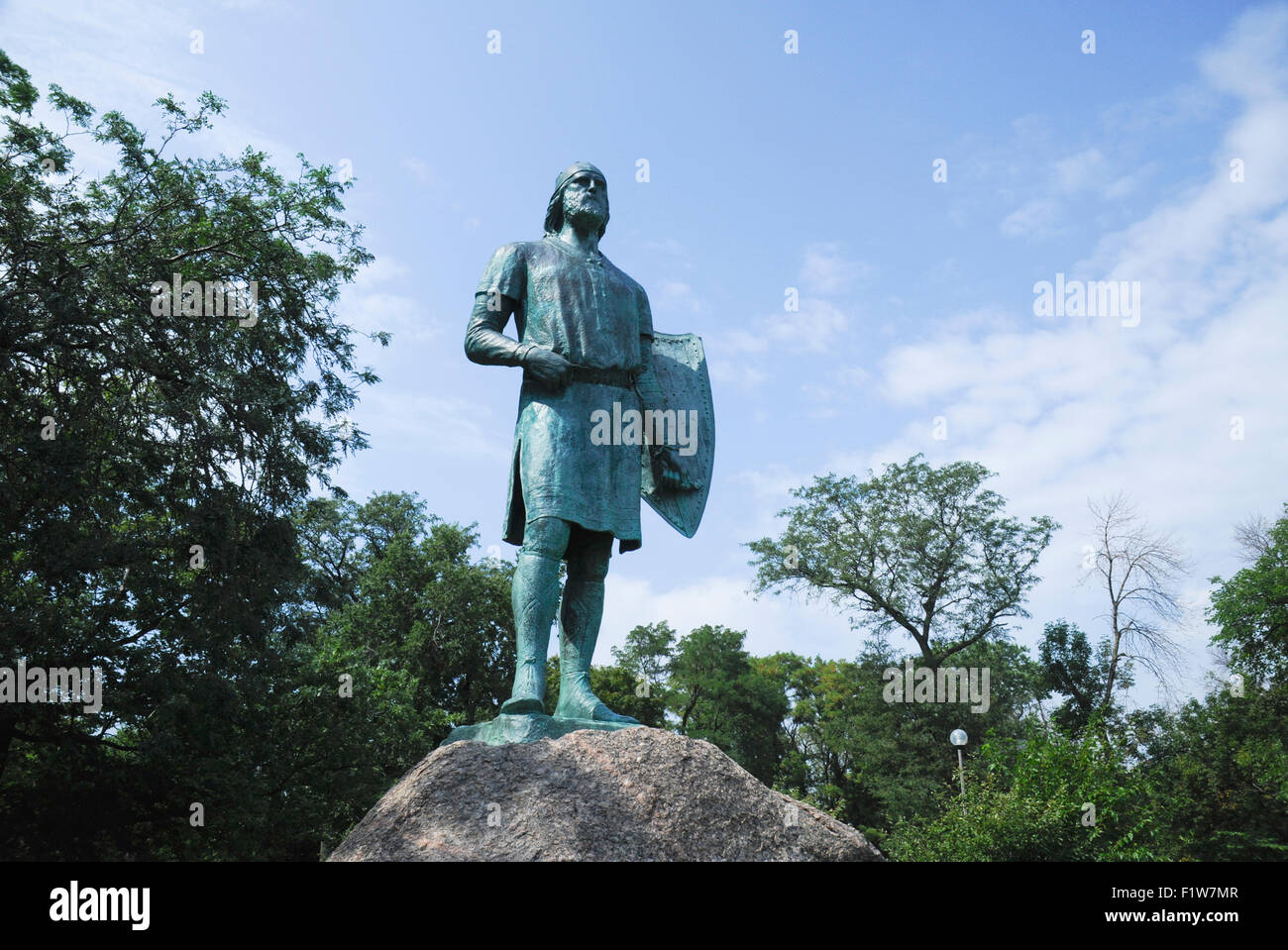 Leif Erikson (Leif Ericson) statue in Humboldt Park, Chicago, Illinois Stock Photo