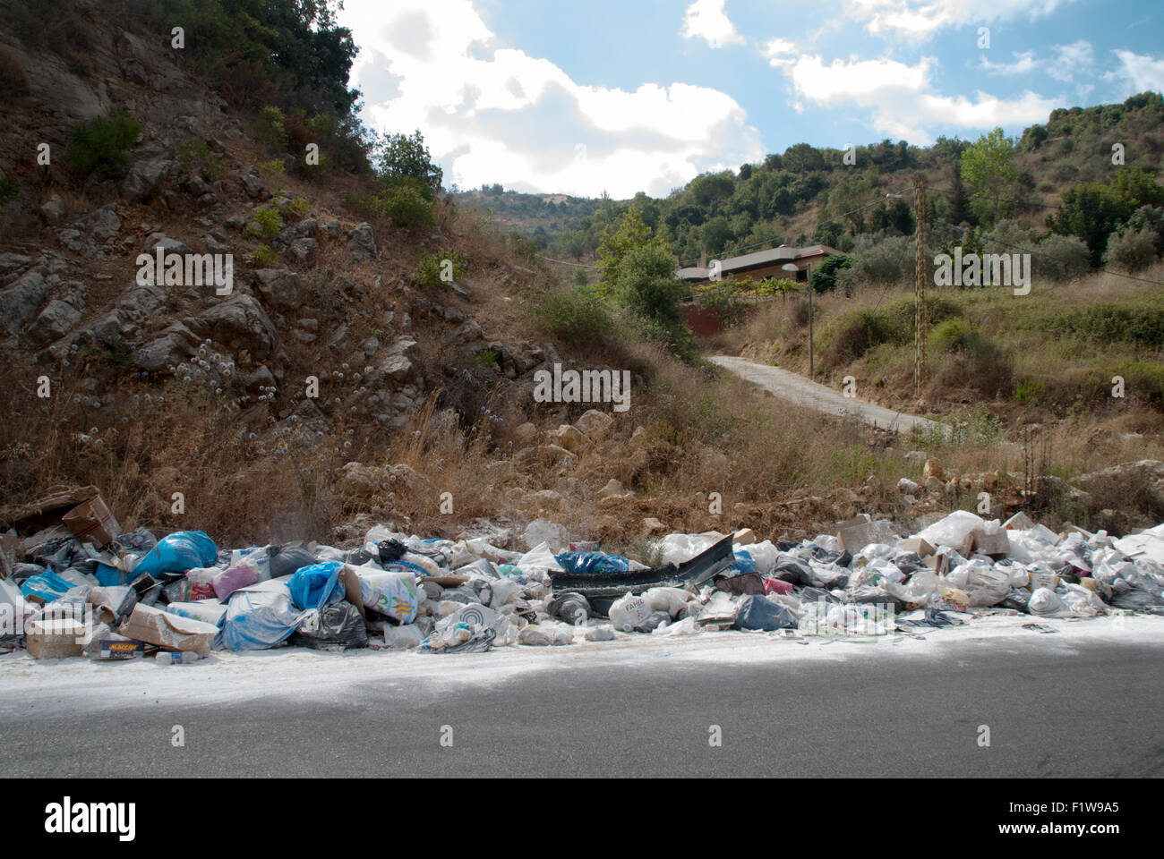 trash pile up in the street Lebanon Stock Photo Alamy