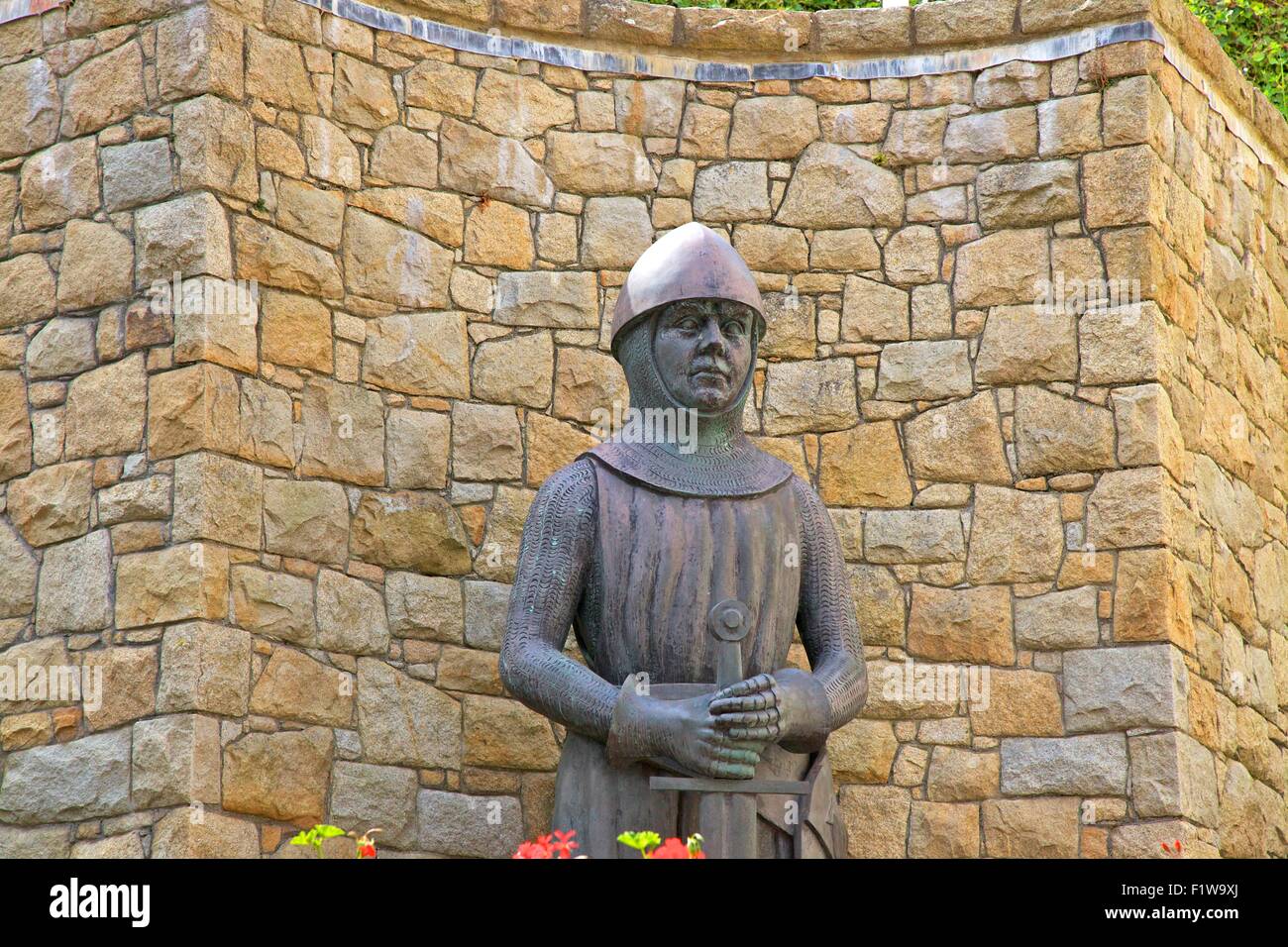 Statue of Edler Schweizer Ritter Othon, Soldier and Diplomat, St. Peter Port, Guernsey, Channel Islands Stock Photo