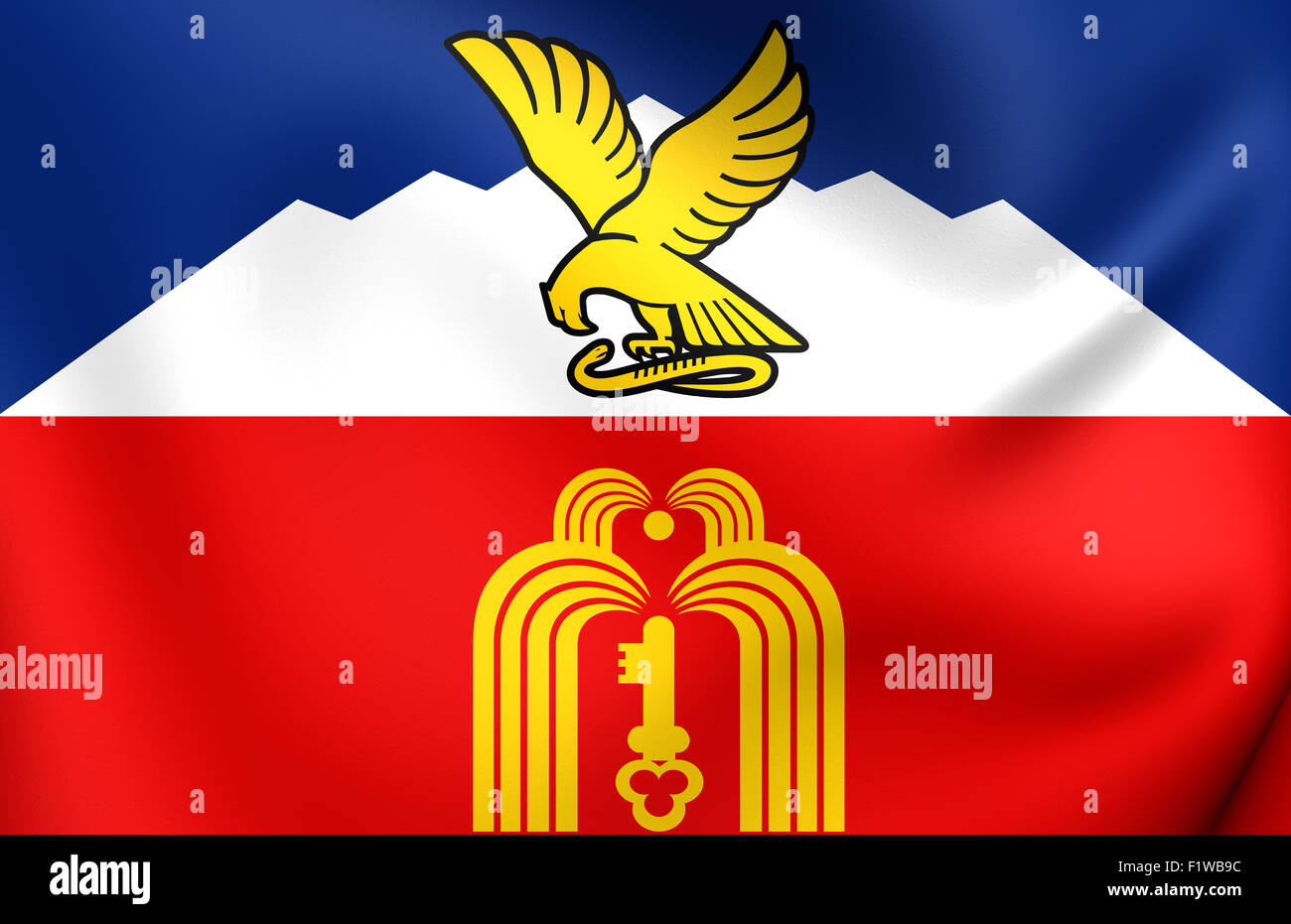 Flag of Pyatigorsk, Russia. Close Up. Stock Photo