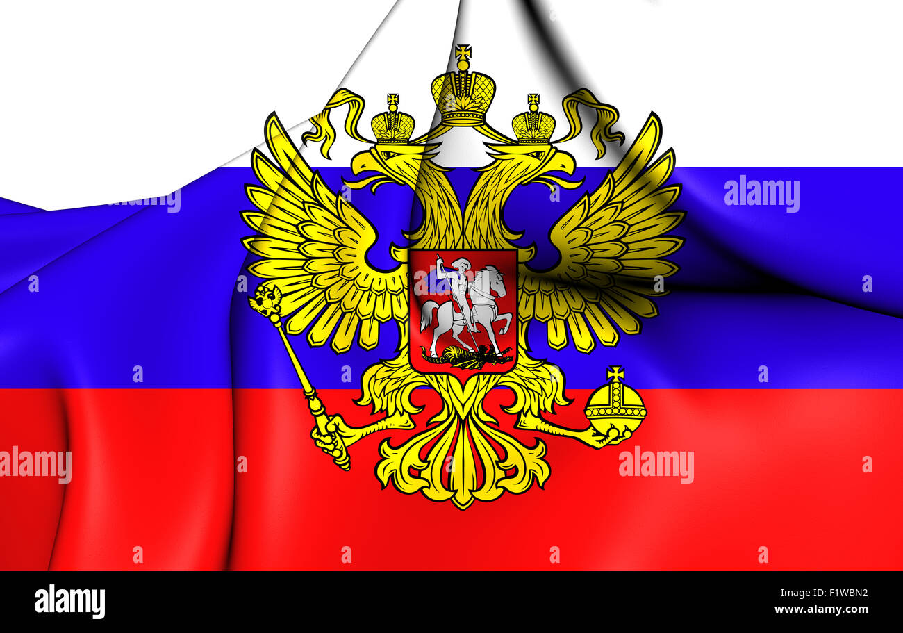 3D Flag of the Russia. Close Up. Stock Photo