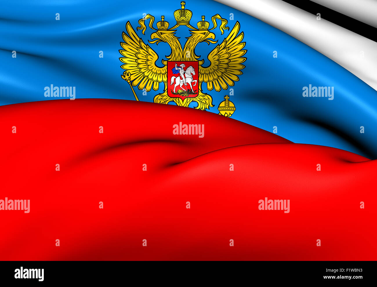3D Flag of the Russia. Close Up. Stock Photo