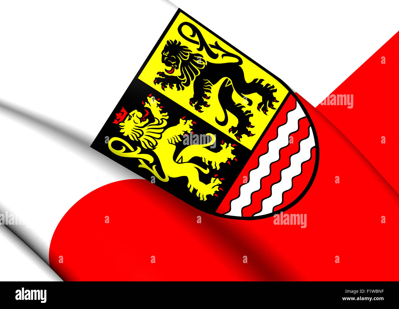 3D Flag of the Saale-Orla, Germany. Close Up. Stock Photo
