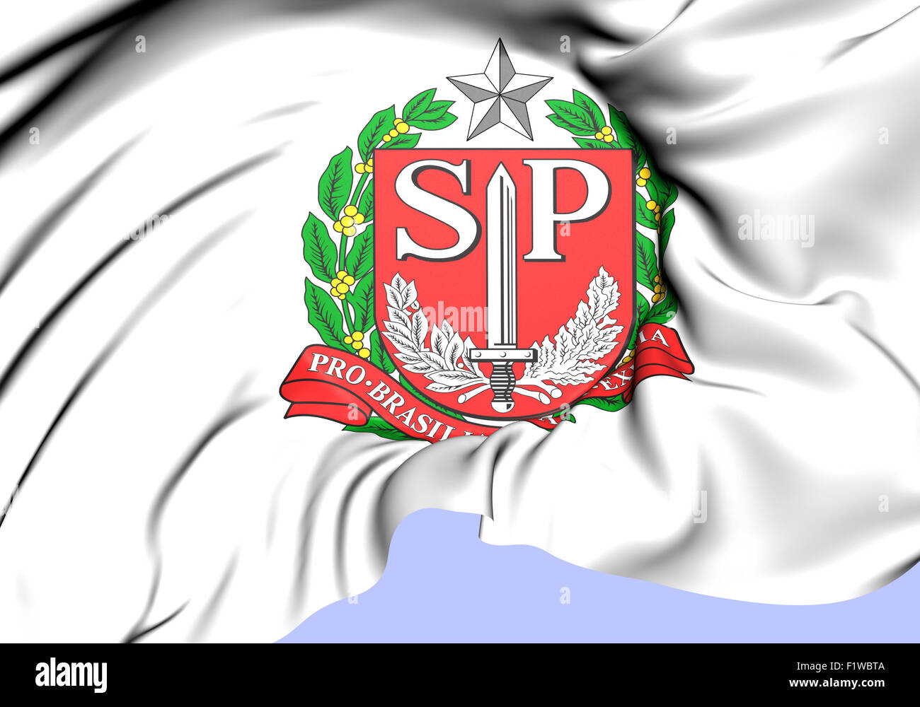 Sao Paulo State Coat of Arms, Brazil. Close Up. Stock Photo