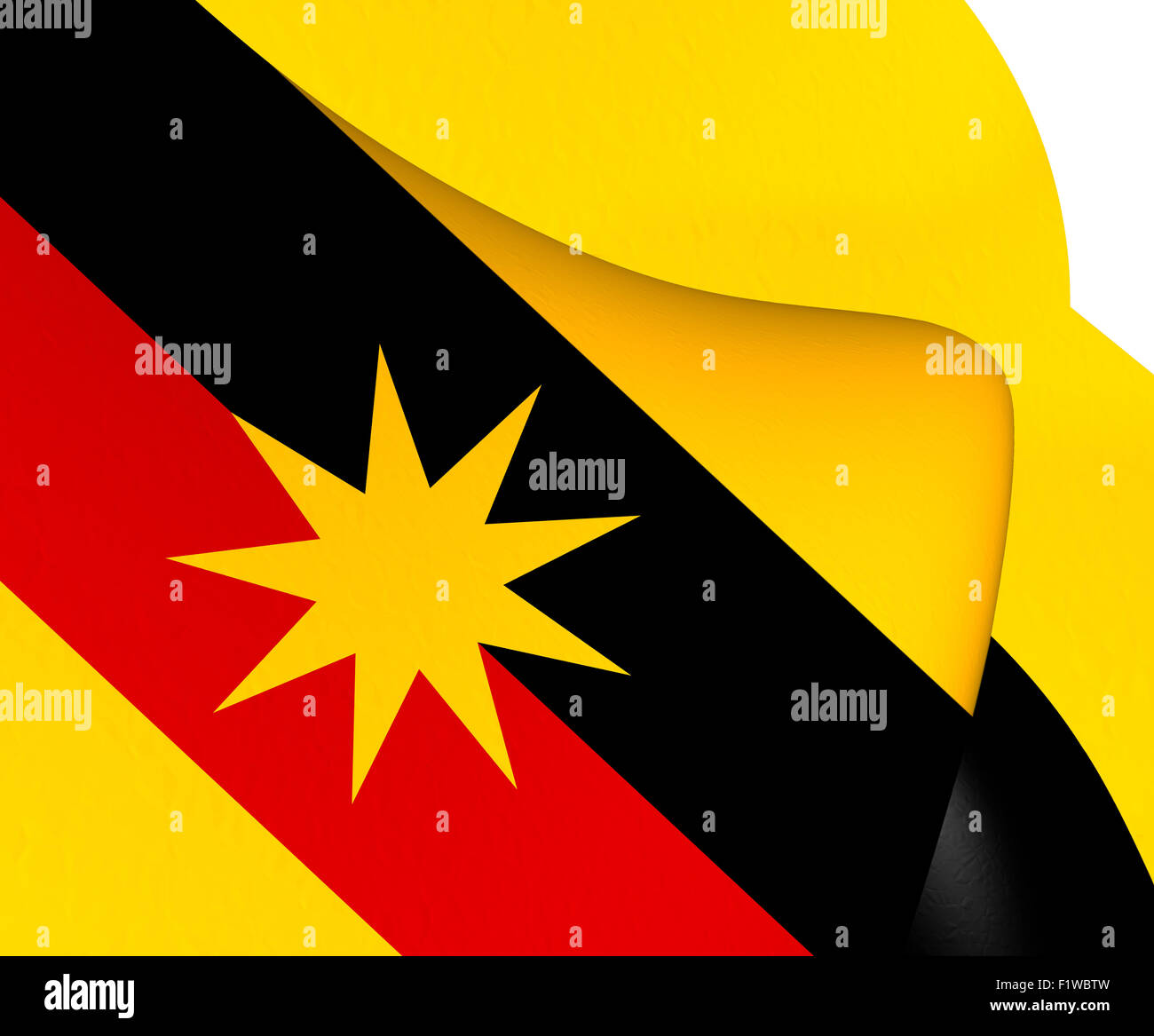 Flag of Sarawak, Malaysia. Close Up. Stock Photo
