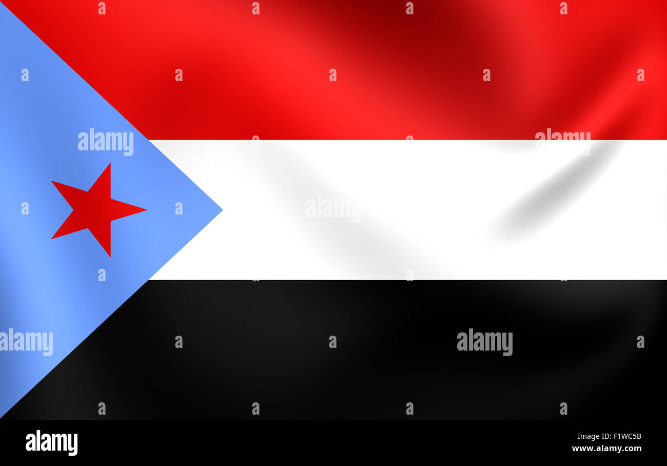 People's Democratic Republic of Yemen Flag. Close Up. Stock Photo