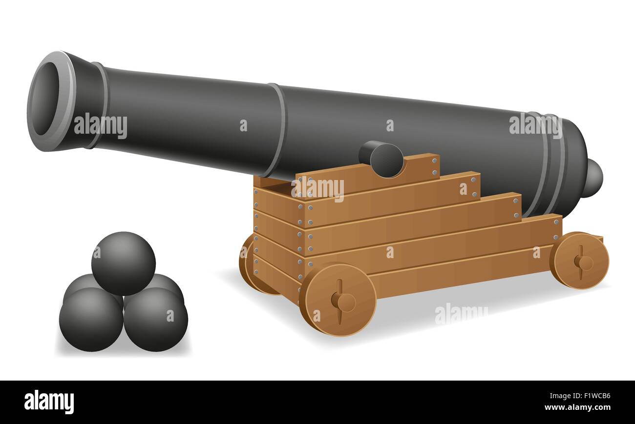 antique cannon vector illustration isolated on white background Stock Vector