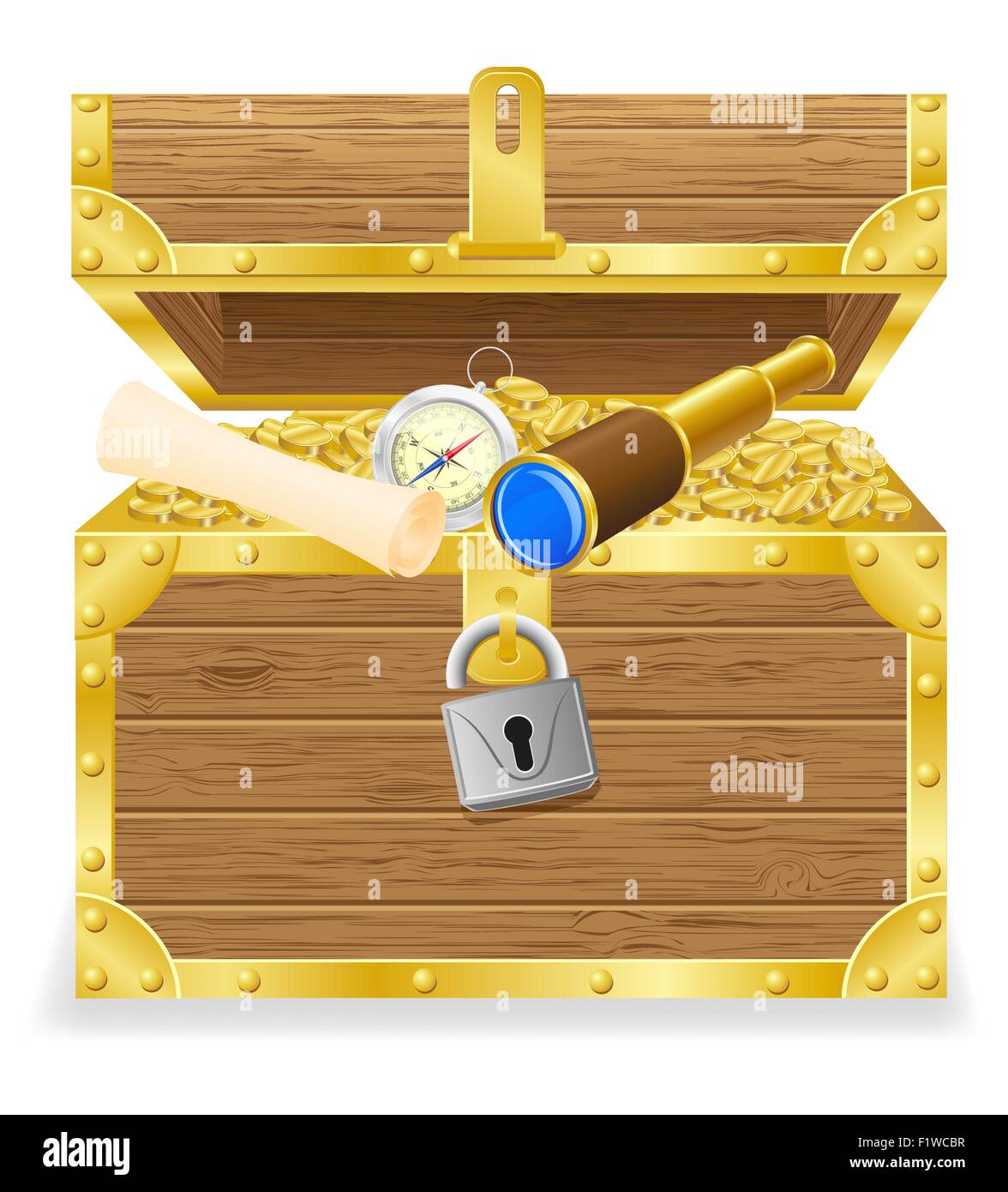 antique treasure chest vector illustration isolated on white background ...