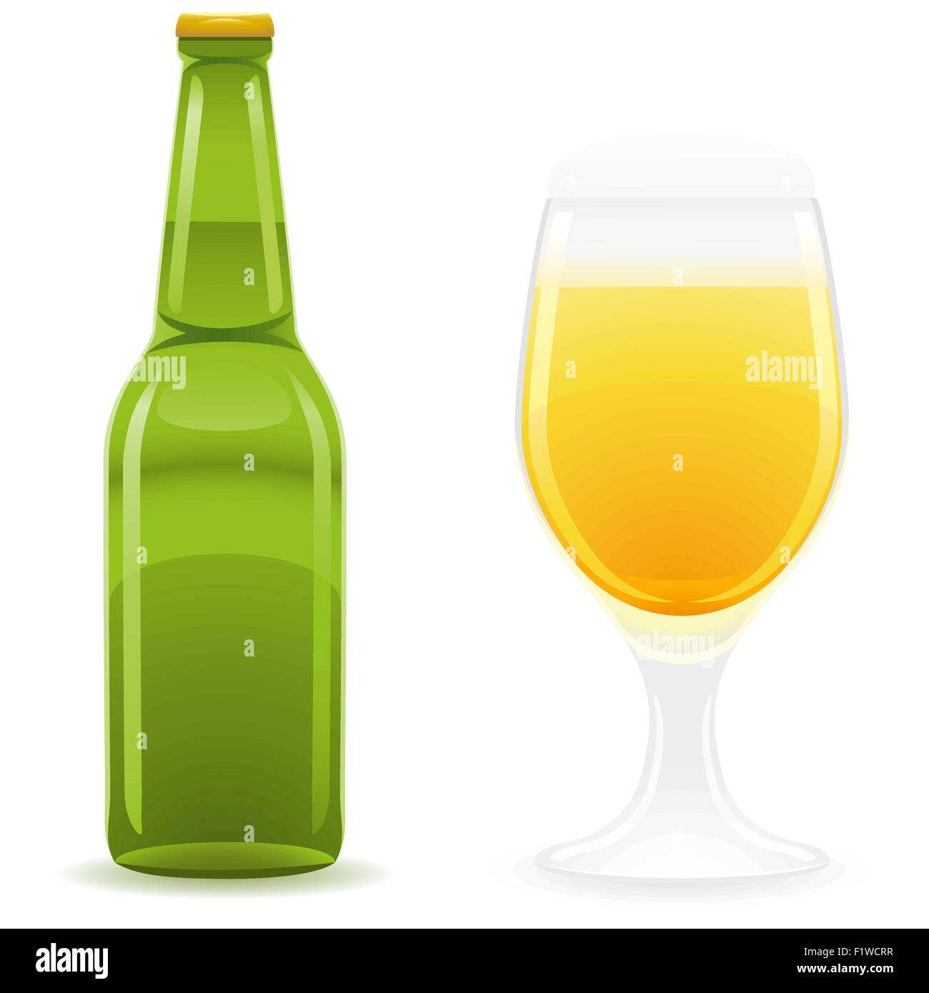 beer bottle and glass vector illustration isolated on white background