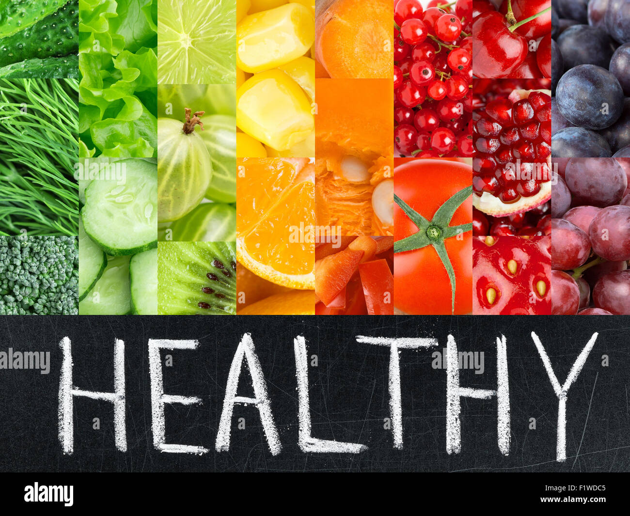 Healthy fresh color food. Fruits and vegetables concept Stock Photo