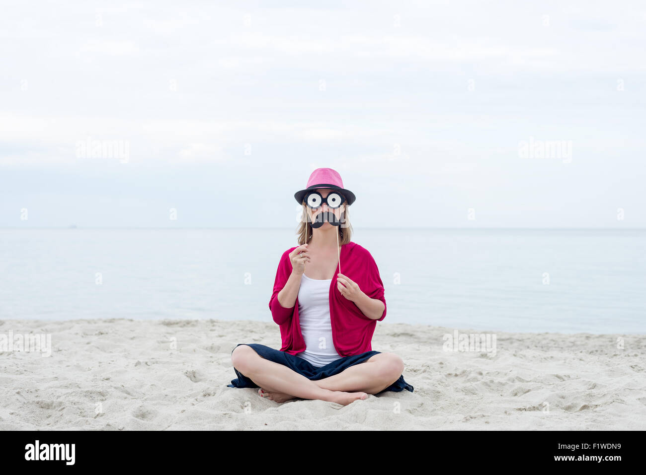 Funny woman on a beach Stock Photo Alamy