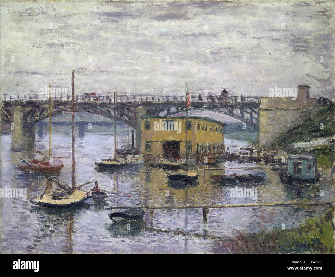 Claude Monet - Bridge at Argenteuil on a Gray Day Stock Photo