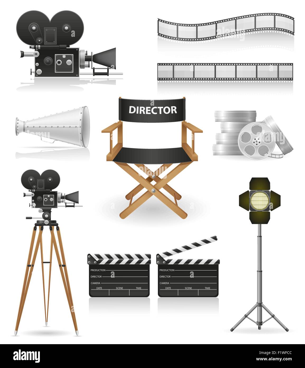 set icons cinematography cinema and movie vector illustration isolated ...