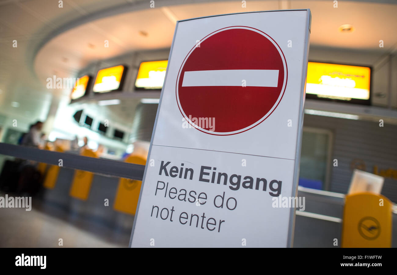 Lufthansa checkin counters are deserted at the international airport in Munich, Germany, early