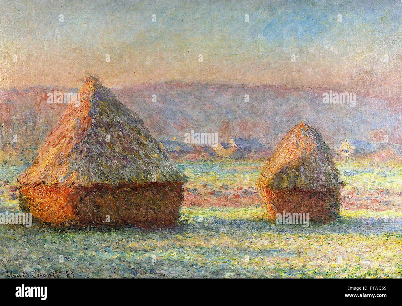 Claude Monet - Grainstacks, White Frost Effect Stock Photo