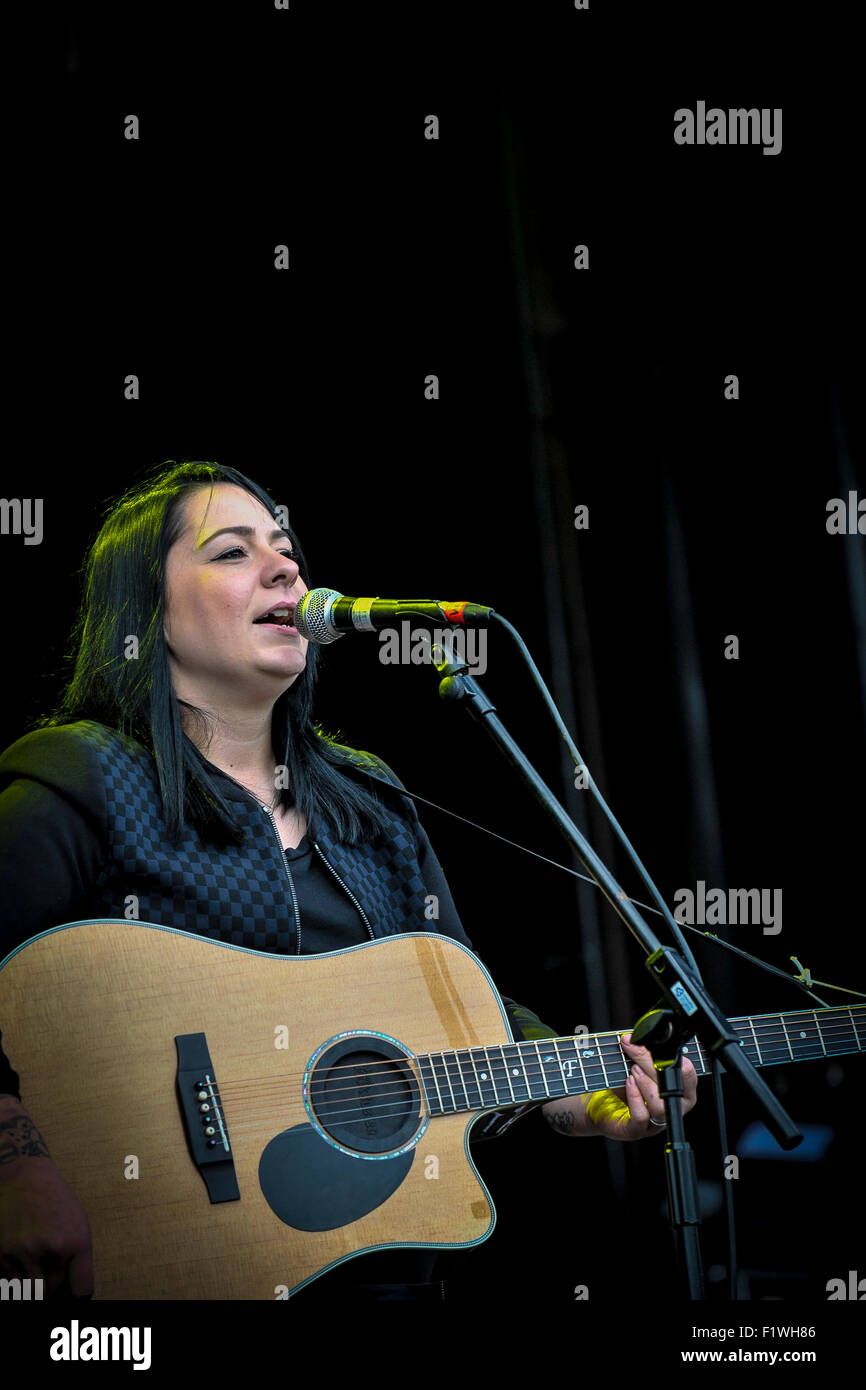 Lucy Spraggan performing at Together The People Festival in Brighton. Stock Photo