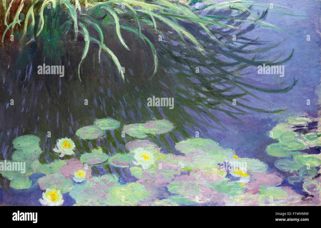 Claude Monet - Nymphéas avec Reflects de Hautes Herbes Stock Photo