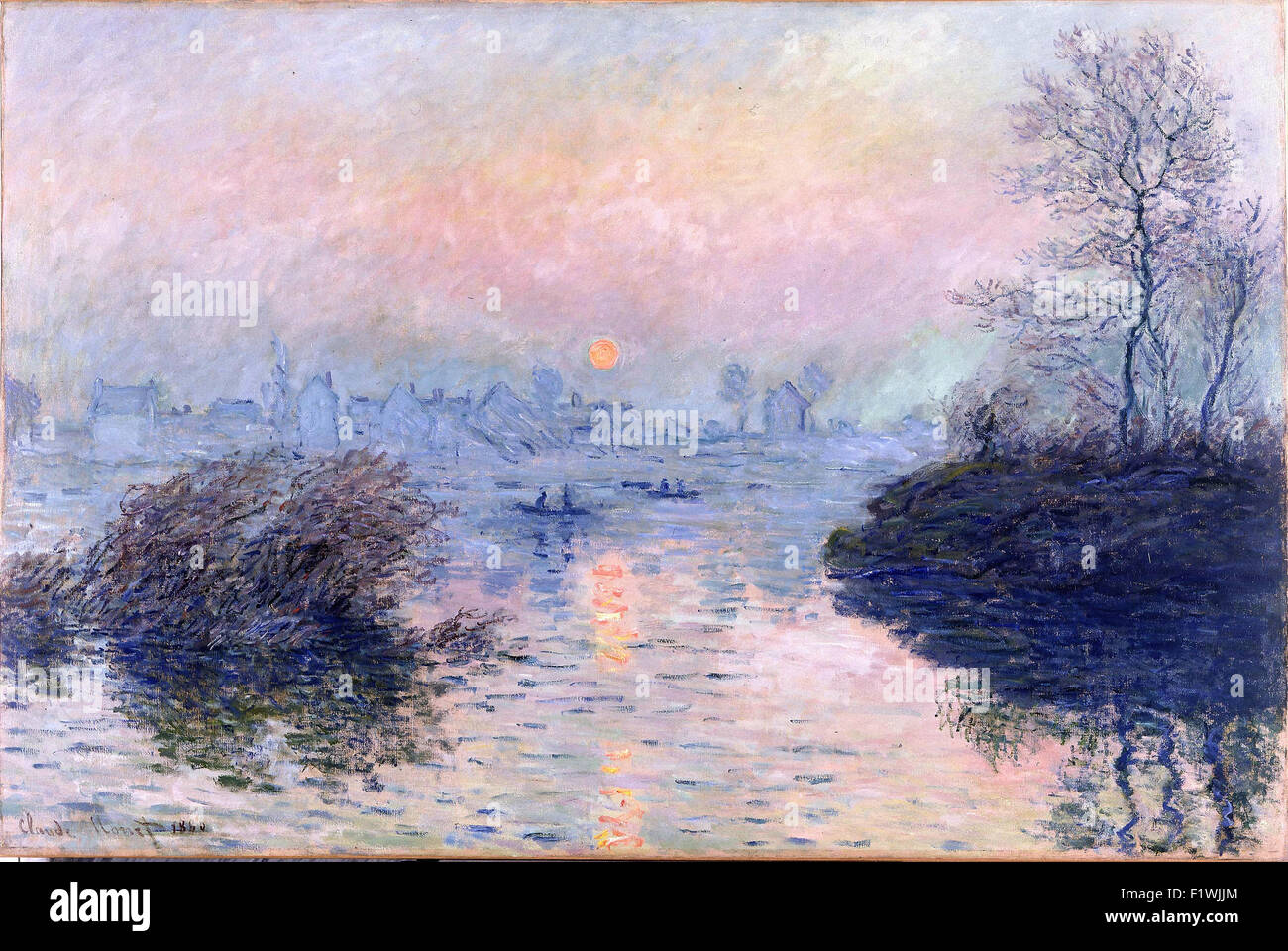 Claude Monet - Soleil Couchant sur la Seine à Lavacourt, Effet d’Hiver [Sunset on the Seine at Lavacourt, Winter Effect] Stock Photo