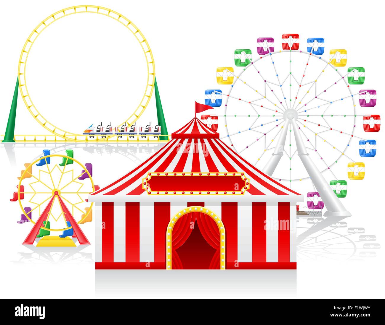 circus tent and attractions vector illustration isolated on background ...