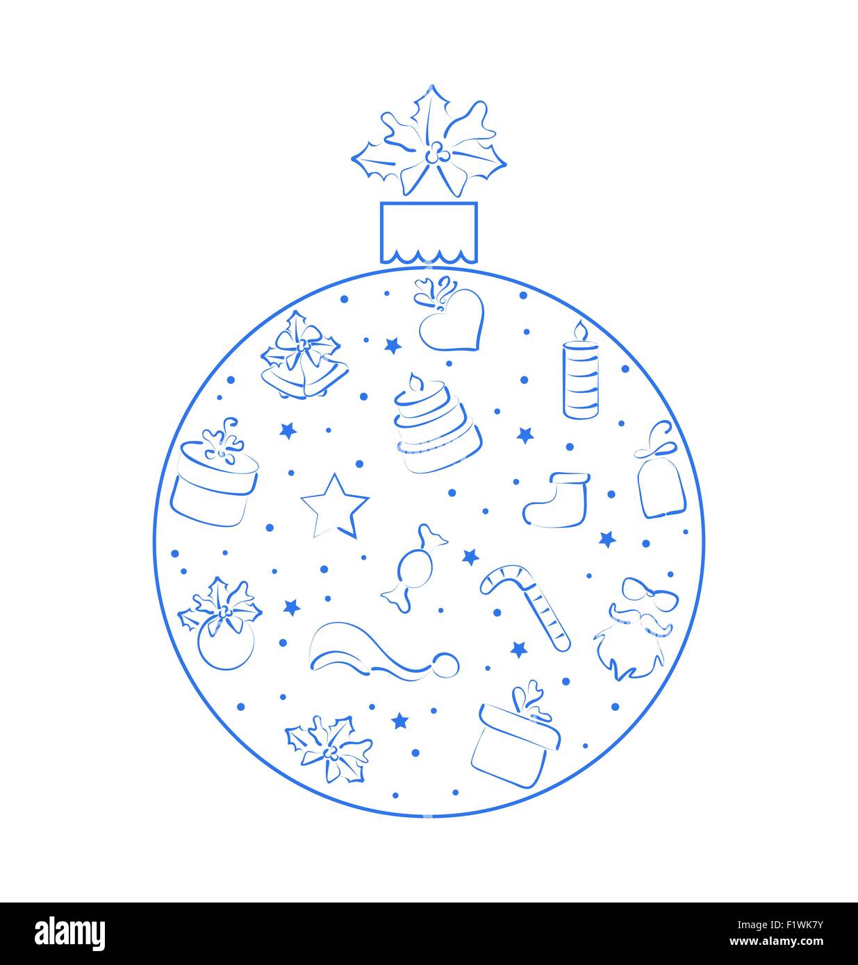 Abstract ball made in xmas hand drawn elements, isolated on whit Stock ...