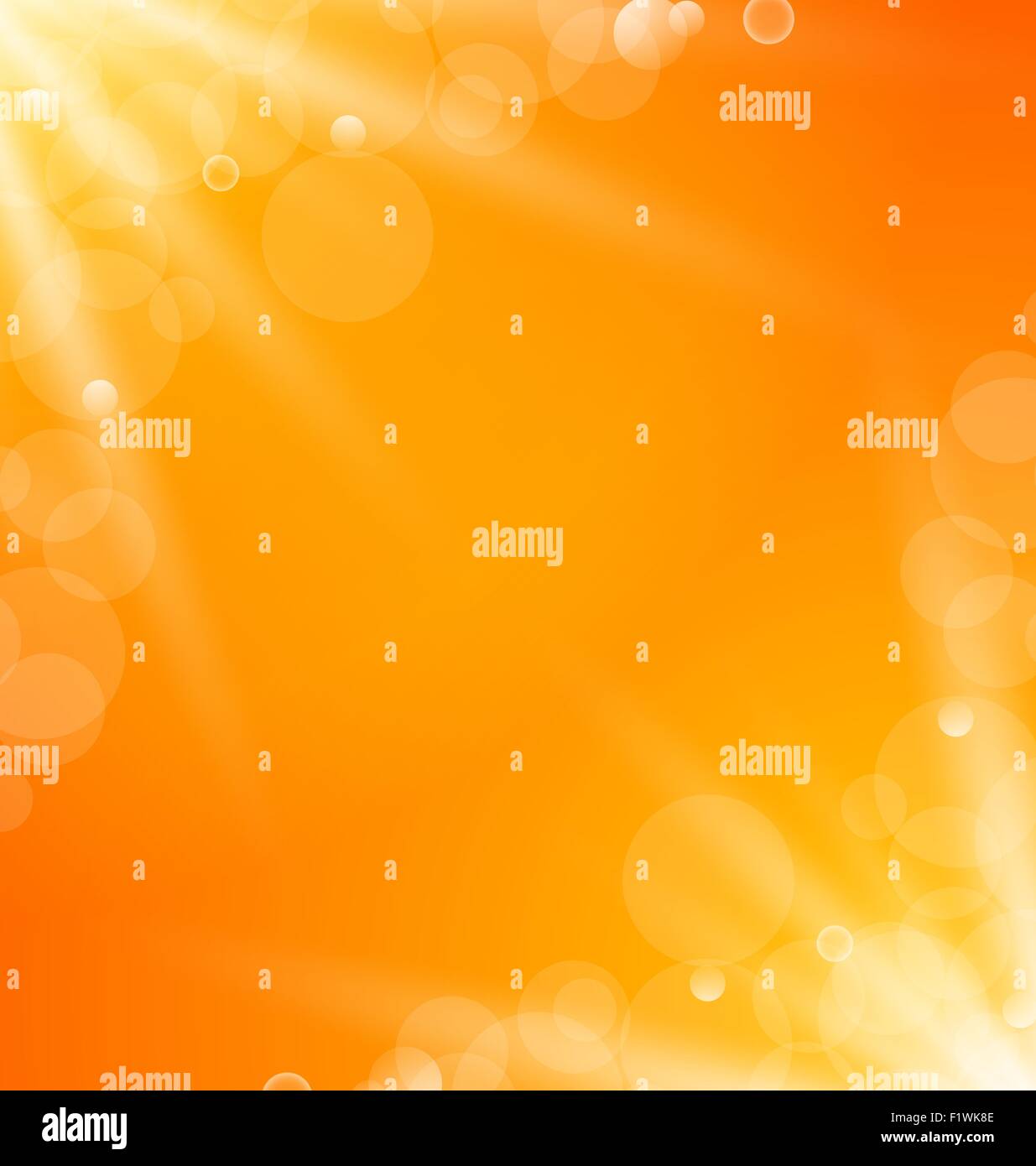 Abstract orange bright background with sun light rays Stock Vector