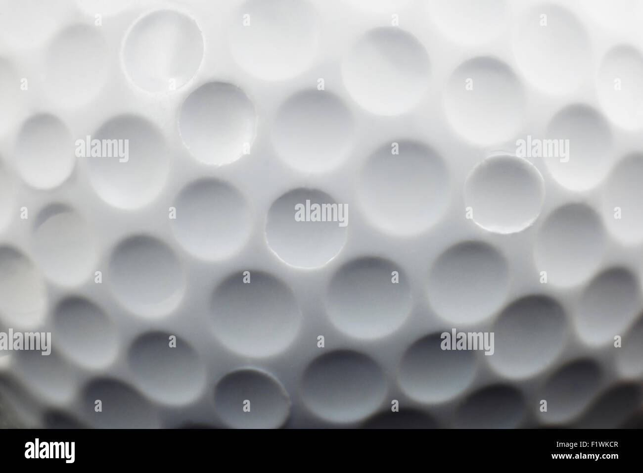 close up view showing dimples on a golf ball Stock Photo