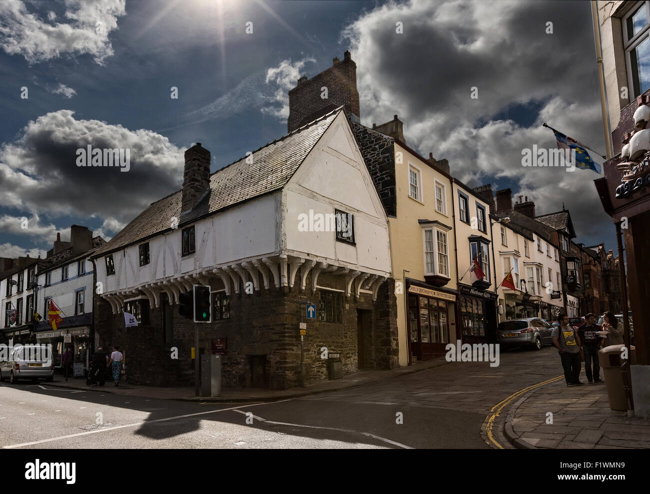 Castle street in Conwy. Stock Photo