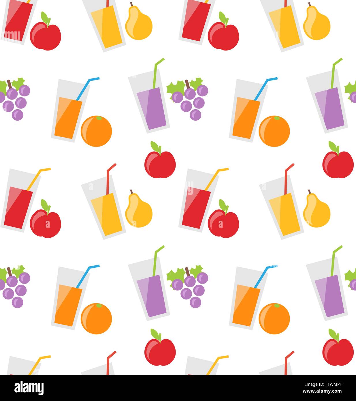 Seamless Pattern with Different Fresh Fruit Juices Stock Vector Image ...