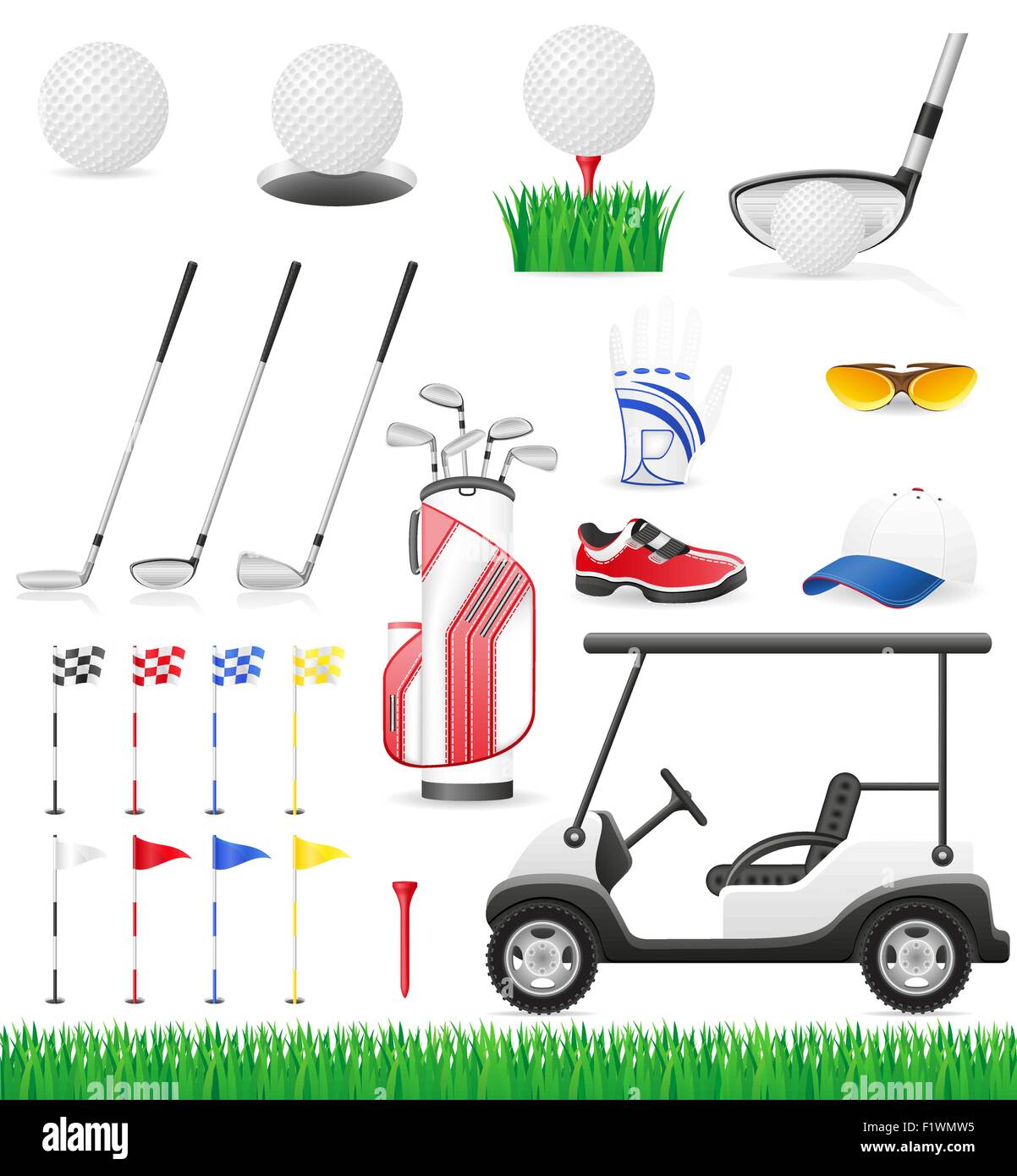 set golf icons vector illustration isolated on white background Stock ...