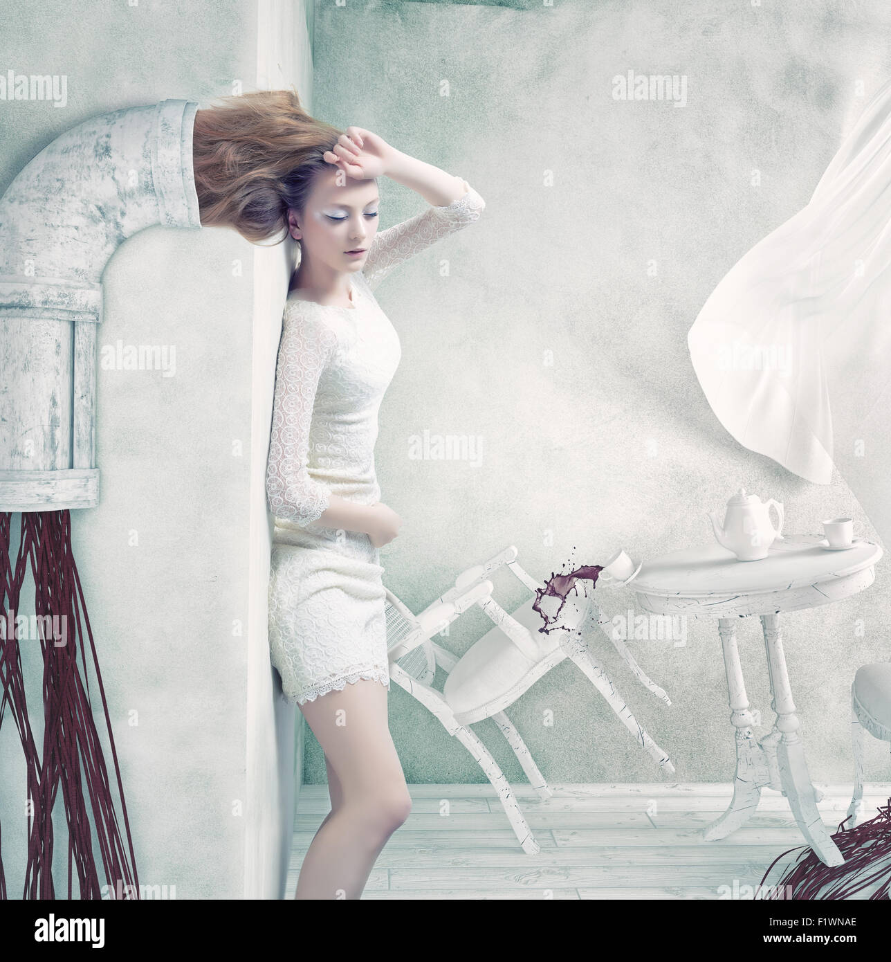 Industrial Rapunzel. Creative concept. Stock Photo