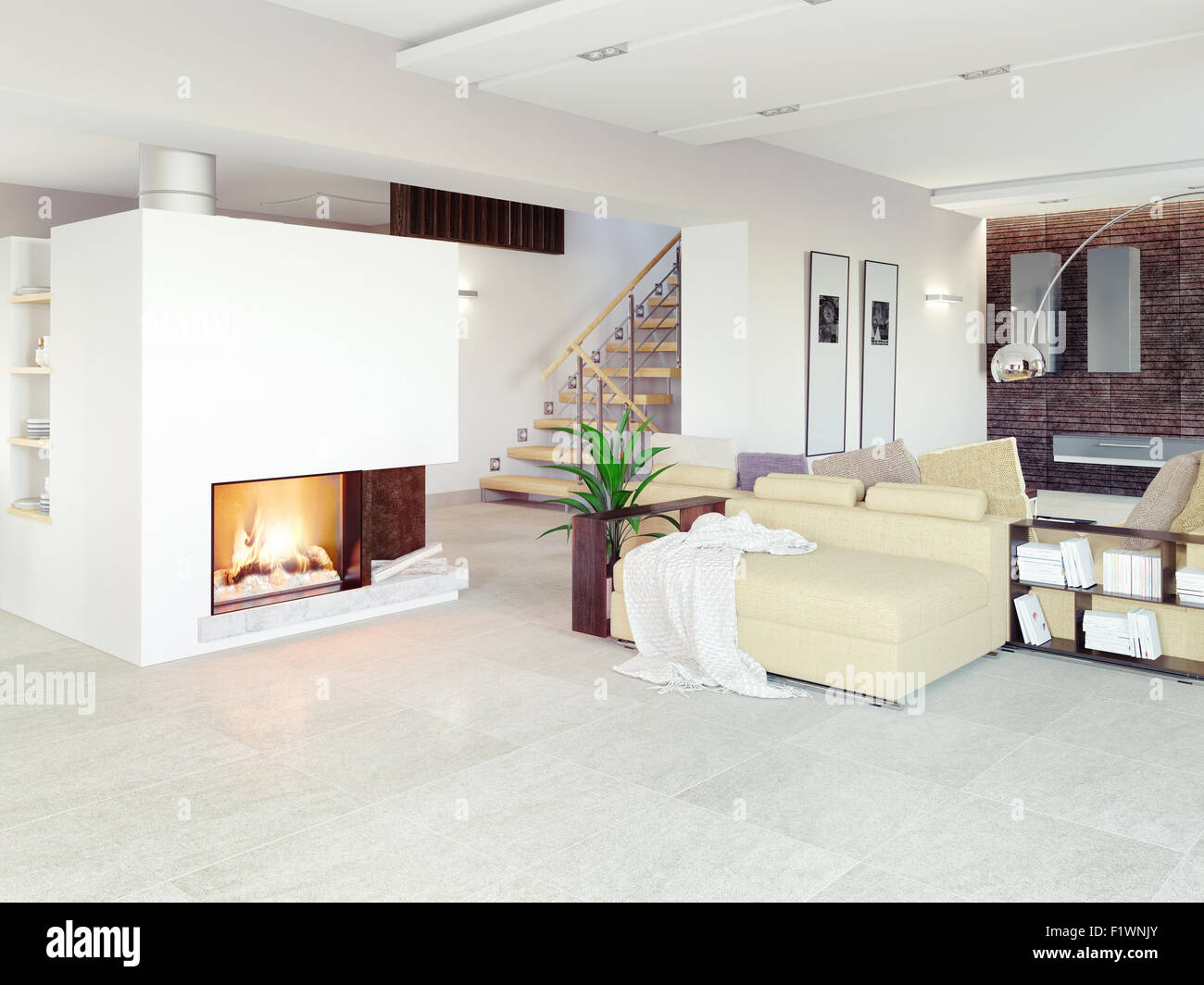 modern living room interior (CG concept) Stock Photo