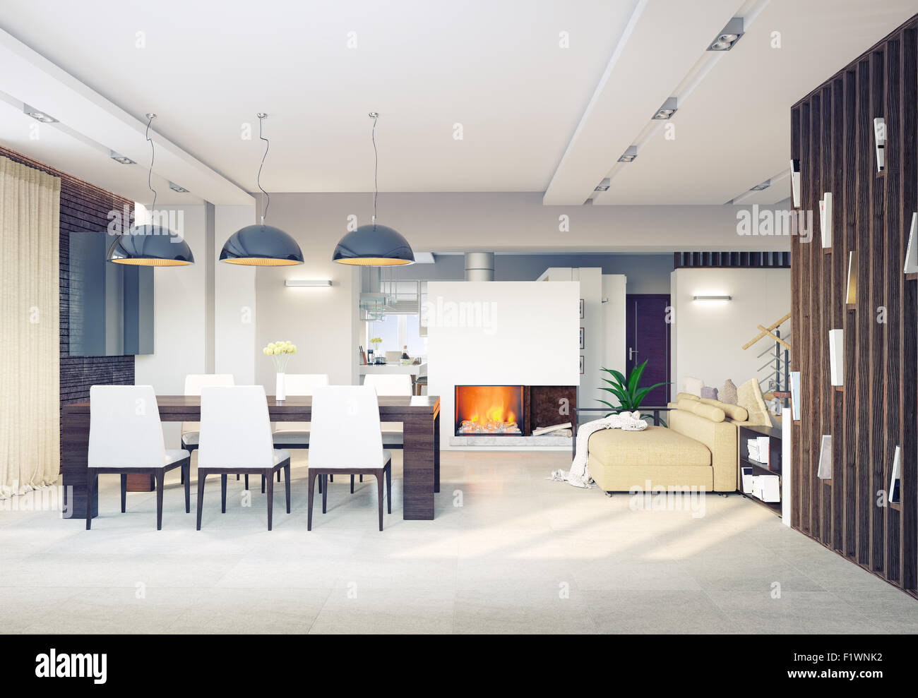 modern dining room interior. 3d concept Stock Photo - Alamy