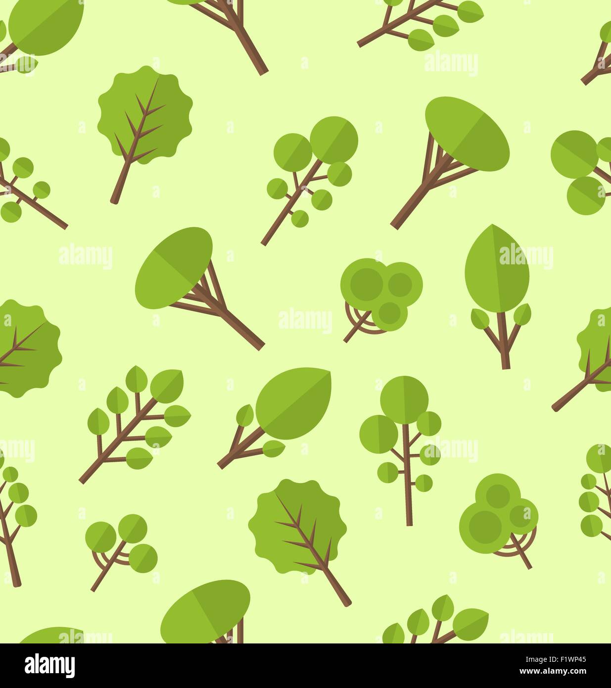 Seamless pattern with different trees in flat style Stock Vector Image ...