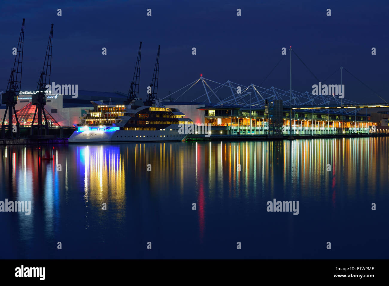 ExCeL exhibition and conference centre and Sunborn yacht hotel, Royal Victoria Dock, London Borough of Newham, London E16, United Kingdom Stock Photo