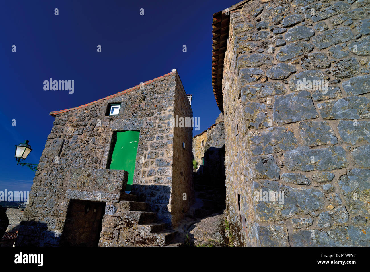 Portugal: Medieval stone houses in historic village Monsanto Stock Photo