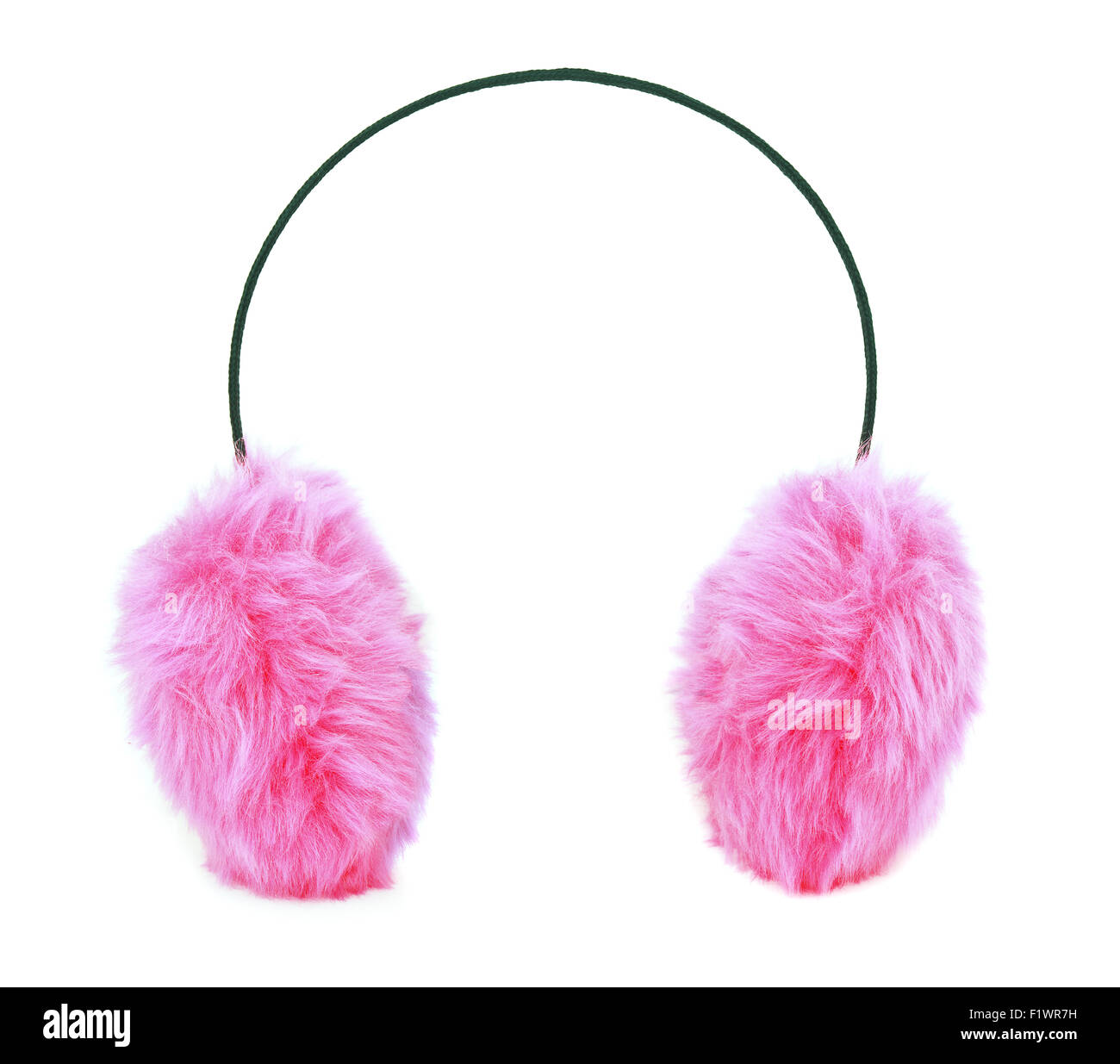 Pink furry ear muffs isolated on white Stock Photo Alamy