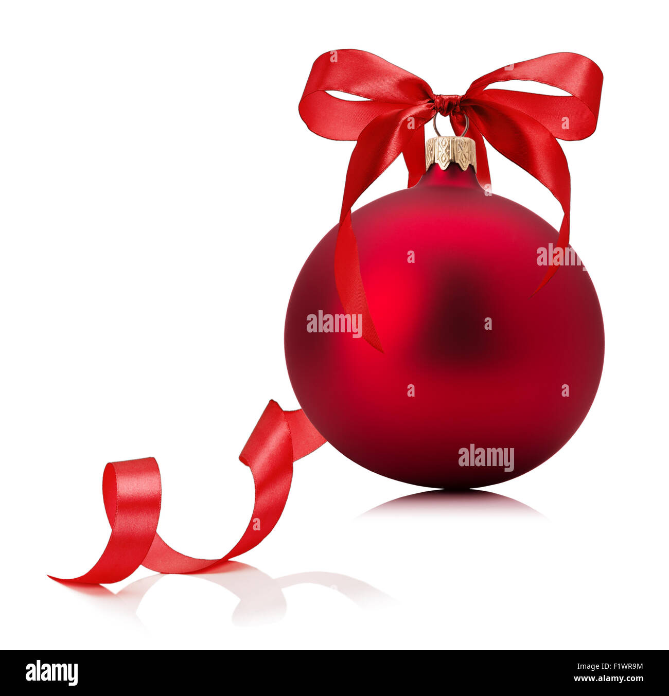 red Christmas ball with bow isolated on the white background Stock ...