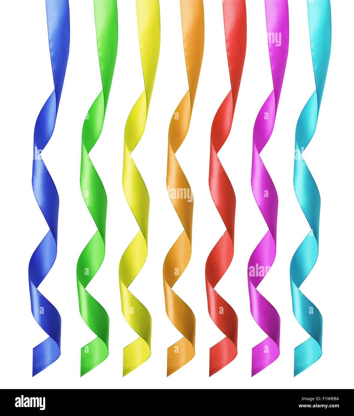 colorful ribbons isolated on the white background. Stock Photo